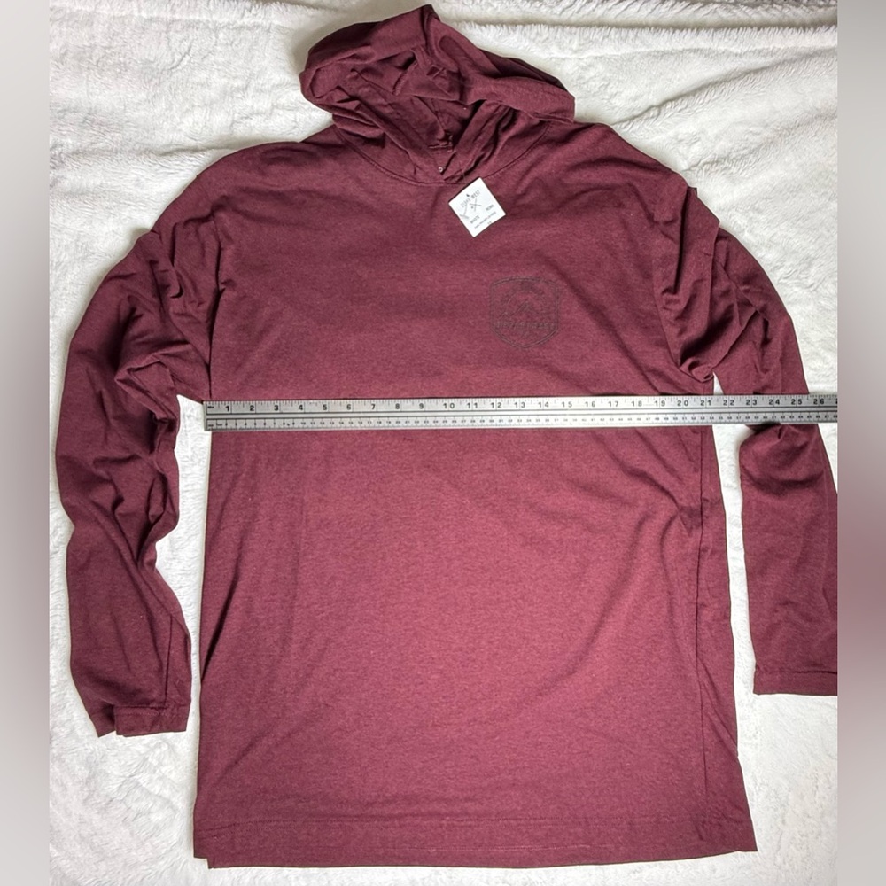 Departwest Men’s Maroon Lightweight Pullover Hoodie - Picture 4 of 8